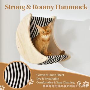 Estructura de madera para gatos, montada en la pared, con hamaca y escalera, muebles para mascotas. - Product Image 5