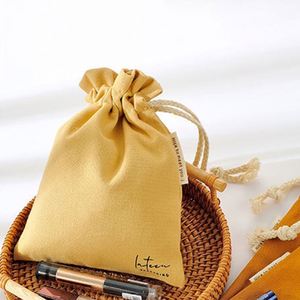 Custom Printed Logo Cotton <b>Fabric</b> Dust <b>Bag</b> With Ribbon Durable Cotton Jewelry Pouch - Product Image 1