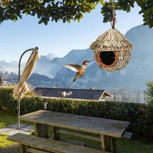 Tessuto a mano appeso uccelli case per la nidificazione di erba naturale nido di uccelli per il giardino - Product Image 4