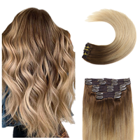 Extensions de cheveux chinois Remy à clips, ondulation lisse et soyeuse