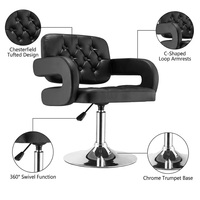 Tabourets de bar professionnels en cuir avec accoudoirs en forme de C, base chromée, pivotants et réglables en hauteur, pour bureau de direction et salle de projet