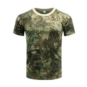 नई छलावरण टी शर्ट पुरुषों सांस सामरिक मुकाबला टी शर्ट ड्राई Camo शिविर टीस ग्रीन pythons camo