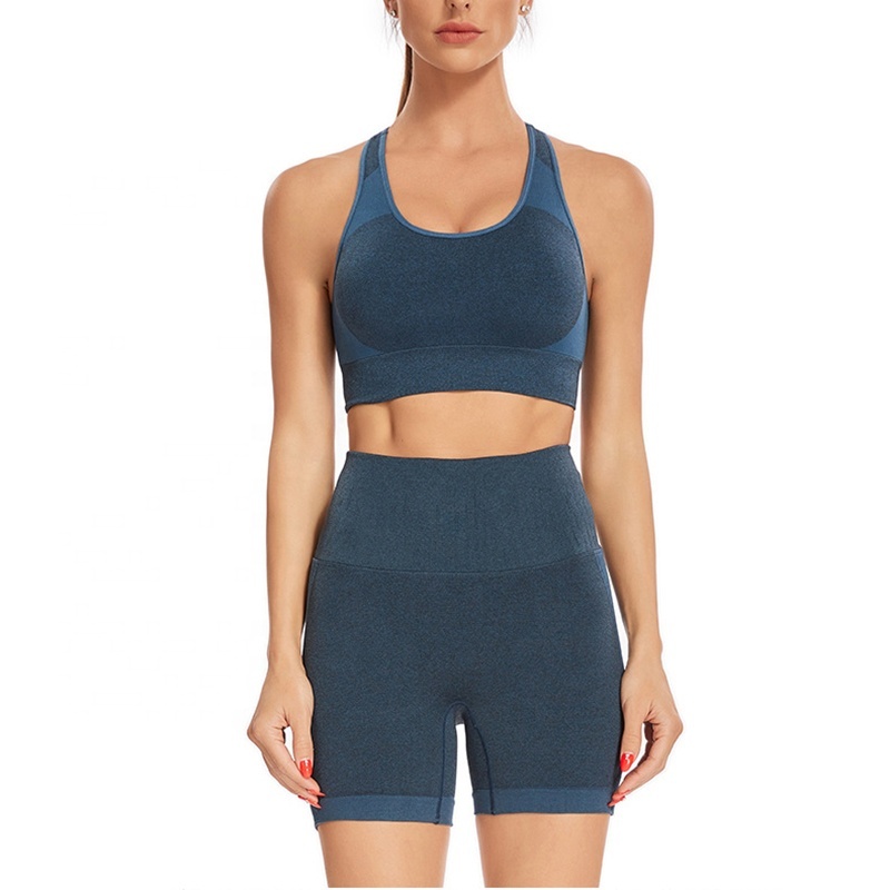 Womens Seamless Yoga Outfits Activewear 2 Piece Workout Short Sleeve Crop Top With High Waist Running Shorts Sets