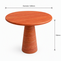 Table à manger ronde en travertin naturel, base en forme de cône, mobilier de salle à manger moderne et luxueux pour hôtel et restaurant, personnalisable
