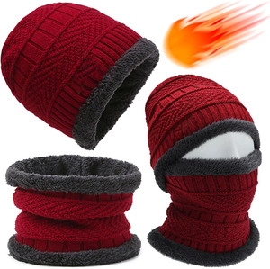 Fashionable Custom Embroidery Logo Solid Color Warm Knitted <b>Winter</b> <b>Caps</b> and Scarf <b>for</b> <b>Men</b> Travel Use Common Fabric - Product Image 1