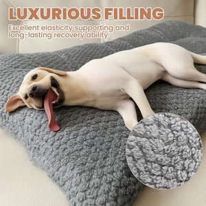 Extra large plush kitten mattress | Thick ultra-soft polyester with <b>headrest</b> and raised edges - Product Image 2