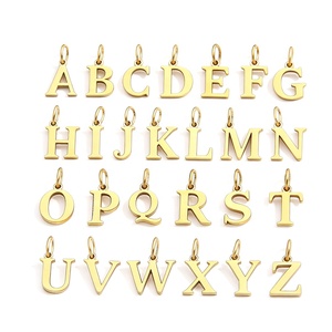 Dijes de Letras de Acero Inoxidable con Baño de Oro PVD de 18K, Colgantes Iniciales de la A a la Z, Hipoalergénicos, Resistentes al Deslustre, para Joyería DIY al por Mayor - Product Image 1