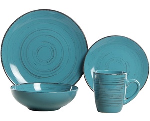 Gran oferta, juego de cena de gres cerámico, 16 Uds., vajilla esmaltada al por mayor, vajilla reactiva con flora española en relieve - Product Image 6