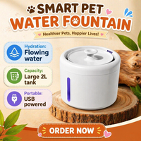 Fontaine à eau pour animaux de compagnie OEM personnalisable, 2L, fonctionnant sur USB, avec lumière bleue antibactérienne, distributeur d'eau pour chats, vente en gros