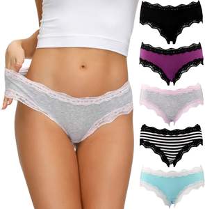 Custom Women's Underwear Lace Trim Soft Breathable Cotton Brief Ladies <strong>Panties</strong> - Product Image 1