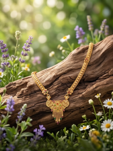 DIVYORO Traditional Floral Pattern Gold Haram Necklace Gold Plated Fashion Jewelry for Women Bridal Party Wear <b>Accessories</b> - Product Image 6