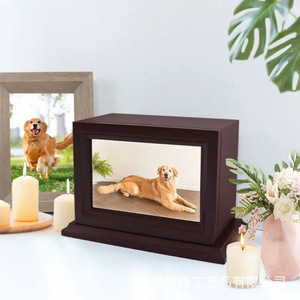 Wooden Pet Urn Rectangle Solid Wood Dog Ashes <b>Memorial</b> <b>Box</b> Photo Sticker Secure Storage For Pet <b>Memorials</b> - Product Image 2
