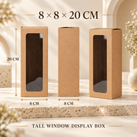 Boîte en carton personnalisée 8 x 8 x 20 cm avec fenêtre transparente pour verre à vin, bougie et emballage cadeau pour petites entreprises