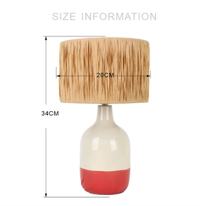Contemporary Style Ceramic Table <strong>Lamp</strong> with Handmade <strong>String</strong> Paper Drum <strong>Shade</strong> for Bedroom Home Decor Tabletop Reading Light - Product Image 4