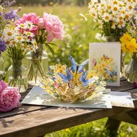 Carte de vœux 3D pop-up avec motif narcisse et papillon pour anniversaire, fête des mères et Noël, pour rétablissement, en papier artistique, intérieur vierge, fabriquée en Chine