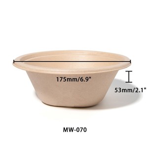Bol en bagasse marron personnalisé, écologique, 150 mm, matériau de qualité alimentaire, robuste, anti-fuite, pour salade de fruits à emporter - Product Image 2