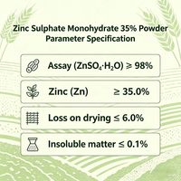Sulfate de zinc monohydraté de qualité agricole supérieure 35% en poudre, engrais au zinc soluble dans l'eau pour lutter contre la carence en zinc