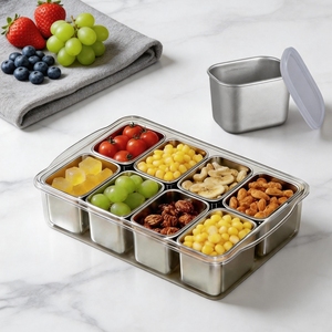 Contenitore per Snack Portatile in Acciaio Inox 304 con Scomparti, Contenitori Ermetici per Alimenti, Adatti a Microonde e Lavastoviglie - Product Image 1