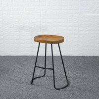 Tabouret de bar moderne minimaliste en bois massif et fer forgé, qualité commerciale, chaise haute de pub, sur mesure, fabriqué en Chine