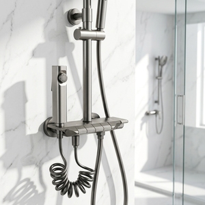 Set Doccia a Pioggia da Soffitto di Alta Qualità - Acciaio Inossidabile <span class=keywords><strong>Bianco</strong></span> con Getti Pulsanti - Product Image 1