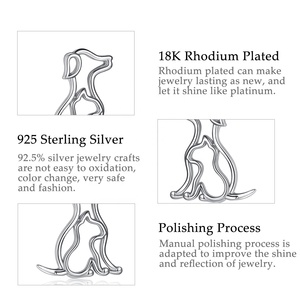 925 स्टर्लिंग चांदी महिलाओं गुड लक प्यारा पालतू गहने कुत्ते और बिल्ली स्टड कान की बाली - Product Image 6