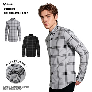 Chemises pour hommes élégantes, anti-rides, écologiques, à carreaux, tailles XS-5XL, avec logo personnalisé, en flanelle. - Product Image 2