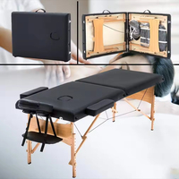 Table de massage portable de luxe pliable Camilla pour le visage, base en bois, cuir, salon de beauté, spa, lit de massage facial