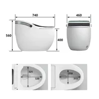 WC intelligent en céramique monobloc à poser au sol avec double chasse, siège chauffant et séchage à l'air pour usage hôtelier