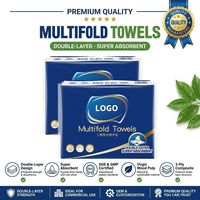 Serviettes en papier Misakura 2 plis en pâte de bois vierge, pliage en Z, pliage intercalé, épaisses, absorbantes, qualité supérieure, pour usage commercial, fabrication OEM