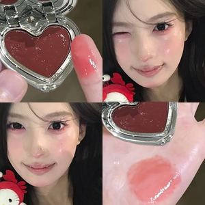 Fard à joues en forme de cœur avec porte-clés, texture crémeuse satinée, pigmenté, ne dessèche pas, portable, facile à appliquer, fard à joues crème - Product Image 5