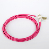 Kabel Patch serat optik 2-Core 2.0 dupleks ganda merah muda mawar 10GB/Gigabit LC-LC UPC PC OM4 multi mode FTTH Pigtail 50/125 Um