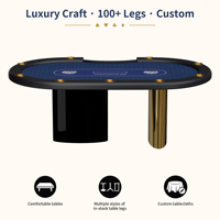 Table de poker moderne de luxe sur mesure pour 10 joueurs, 2,4 m, tables de casino professionnelles Texas Hold'em avec plusieurs pieds de table en stock