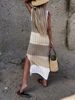 Robe longue sans manches en tricot avec motif ajouré respirant pour les vacances de printemps ODM