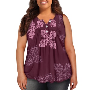 Usage quotidien personnalisation exclusive Hawaii Quilt Design imprimé à la demande été col en V Blouse sans manches haut boutonné pour les femmes - Product Image 3