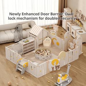 Parc de jeu multifonctionnel en plastique pour bébé avec balançoire, mobilier de jeu modulaire à thème dessin animé - Product Image 2