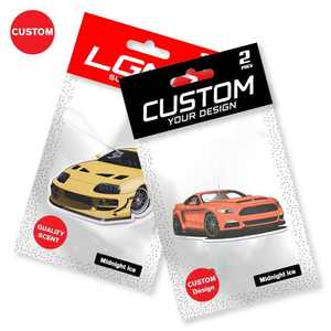 Ambientador de aire con forma de coche de lujo, ambientadores de papel colgantes con logotipo personalizado de <span class=keywords><strong>Anime</strong></span> moderno, ambientadores de coche colgantes únicos de Rosa naranja - Product Image 2
