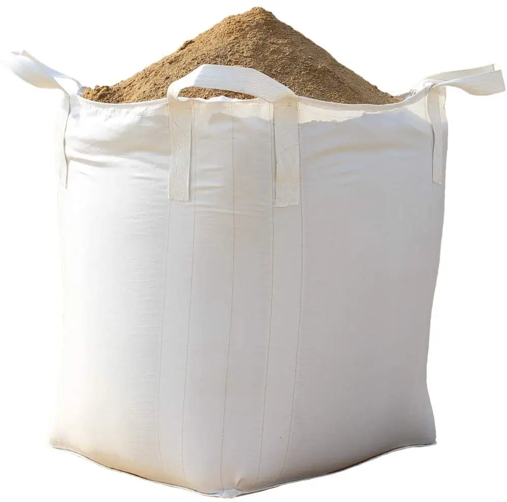 अनुकूलित 1000 किग्रा और 1500 किग्रा बल्क लोडिंग जंबो बड़ा बैग बुना पीपी खाद्य ग्रेड ट्यूबलर फ्लैट बॉटम डिस्चार्ज