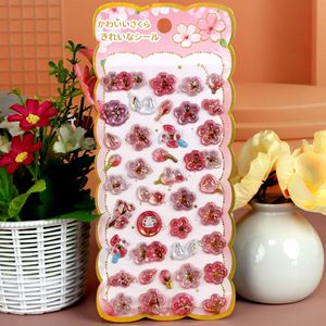 Autocollants décoratifs WOWEI 3D stéréoscopiques en relief, motif animal, imprimés UV, style <span class=keywords><strong>japonais</strong></span>, fleurs de <span class=keywords><strong>cerisier</strong></span>, en plastique - Product Image 3