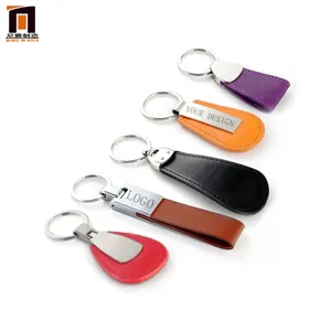 Personalised fancy key ring car keychain custom logo coin genuine leather heart-shape keychain