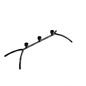 Support de bougies en métal noir à 3 branches, style moderne et minimaliste, candélabre pour table à manger, centre de table décoratif - Product Image 1