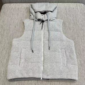 Veste décontractée à capuche pour femme, collection automne-hiver, gilet ample en cachemire tricoté à sequins, vêtement d'extérieur rembourré en duvet d'oie, fermeture éclair coupe-vent - Product Image 5