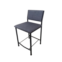 Chaise de comptoir rembourrée pour cuisine de restaurant commercial moderne, tabouret de bar haut en tissu gris avec structure en acier inoxydable