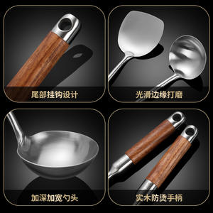 Stainless Steel Spatula Set 304 Rosewood <b>Handle</b> Oven Safe Cooking Utensils 2 Piece Set - Product Image 4