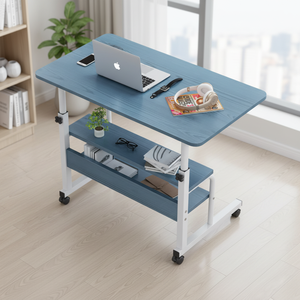 Escritorio de Computadora Moderno de Madera Blanca en Oferta, Económico, con Altura Ajustable y Ruedas - Product Image 4