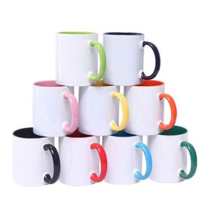 Vente en gros de tasses à café en céramique personnalisées avec logo par sublimation, 11 oz, cadeau promotionnel, intérieur coloré, tasse en céramique de 11 oz avec poignée - Product Image 1