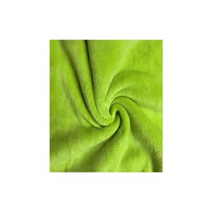 Green Flannel <b>Fabric</b> 100% <b>Polyester</b> Medium Weight Home Textile Towel Plain Japan Style - Product Image 1