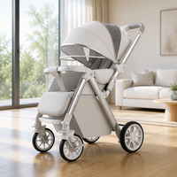 Poussette bébé pliable haut de gamme, design compact rétractable à un bouton, cadre en alliage d'acier inoxydable, position allongée bidirectionnelle, 3 ans