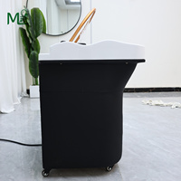 Bac à shampoing de luxe avec circulation d'eau pour salon de coiffure et spa, avec cadre métallique moderne