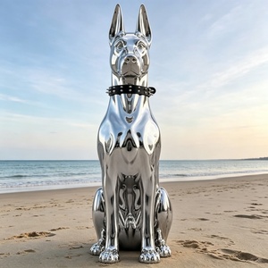 Escultura de Doberman de Acero Inoxidable 304 de Gran Tamaño, Pulida a Espejo, Moderna, Personalizada, Resistente a la Intemperie, para Vestíbulo de Casa - Product Image 5