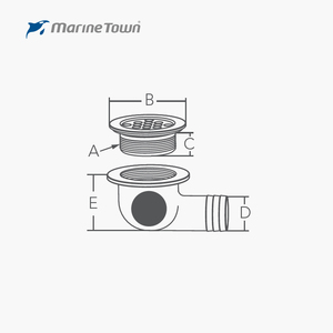 Scupper de vidange de pont de bateau à travers la coque avec coude en nylon à 90 ° 1-1/2 pouces - Product Image 3
